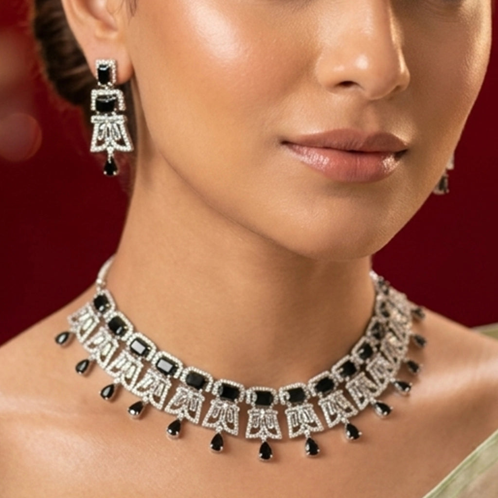 Midnight Noir Art-Deco Choker Set