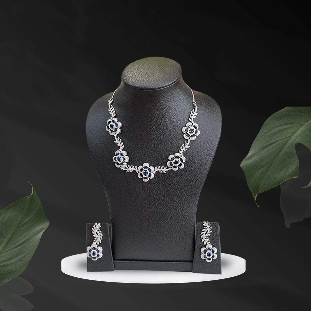 Sapphire Bloom Botanical Choker Set