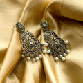 Vintage Oxidised Pearl Drop Earrings