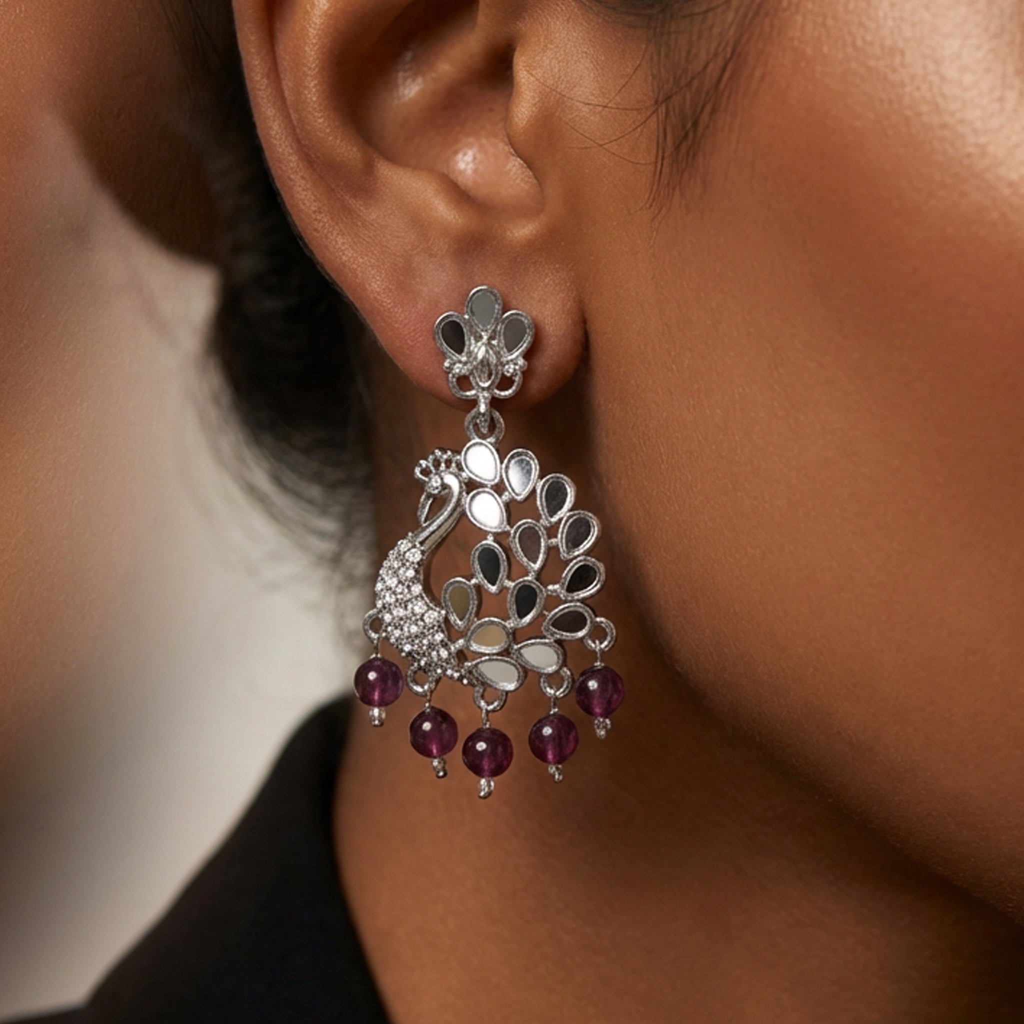 Peacock Design Dangle Earrings