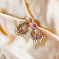 Imitation Earrings Emerald Stones Simple Model
