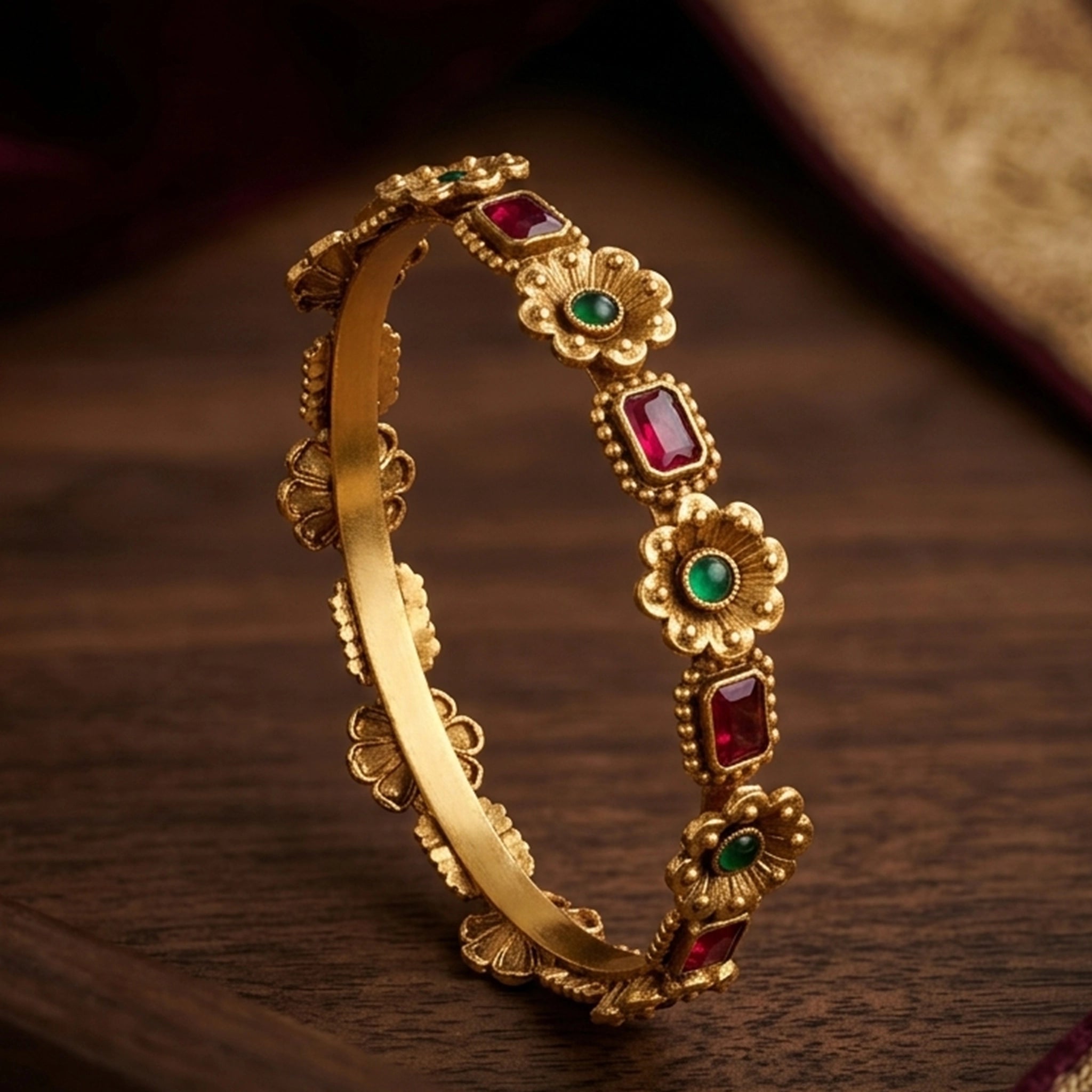 Floral Kemp Antique Matte Bangles