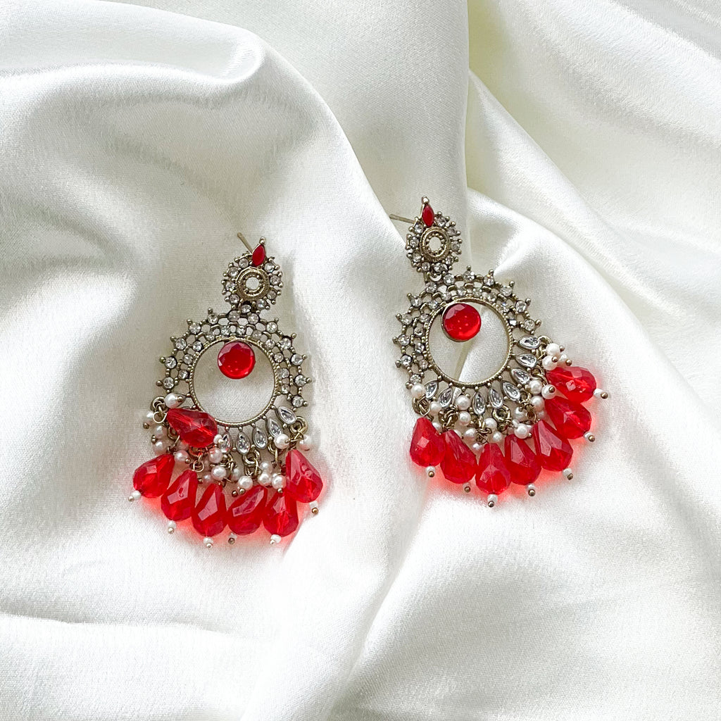 Pearl Studded Dangler Earrings