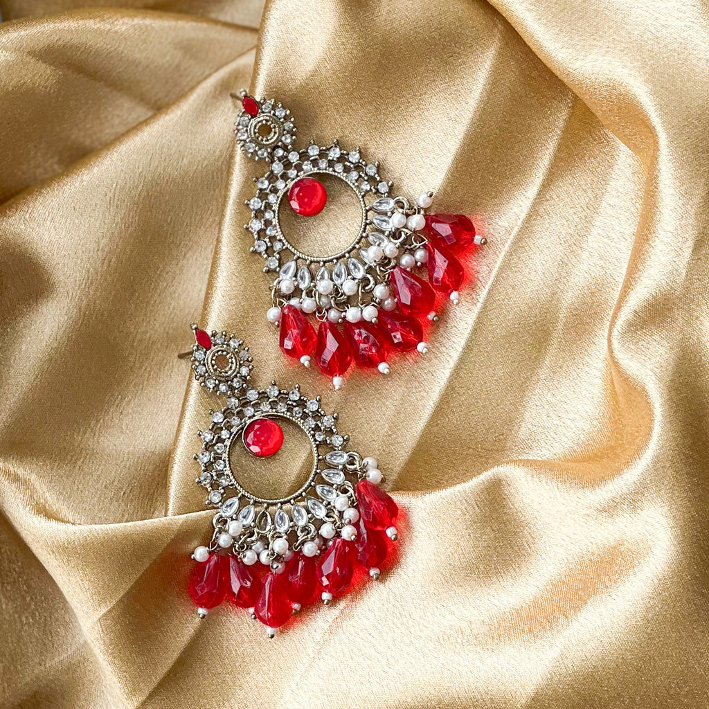 Pearl Studded Dangler Earrings
