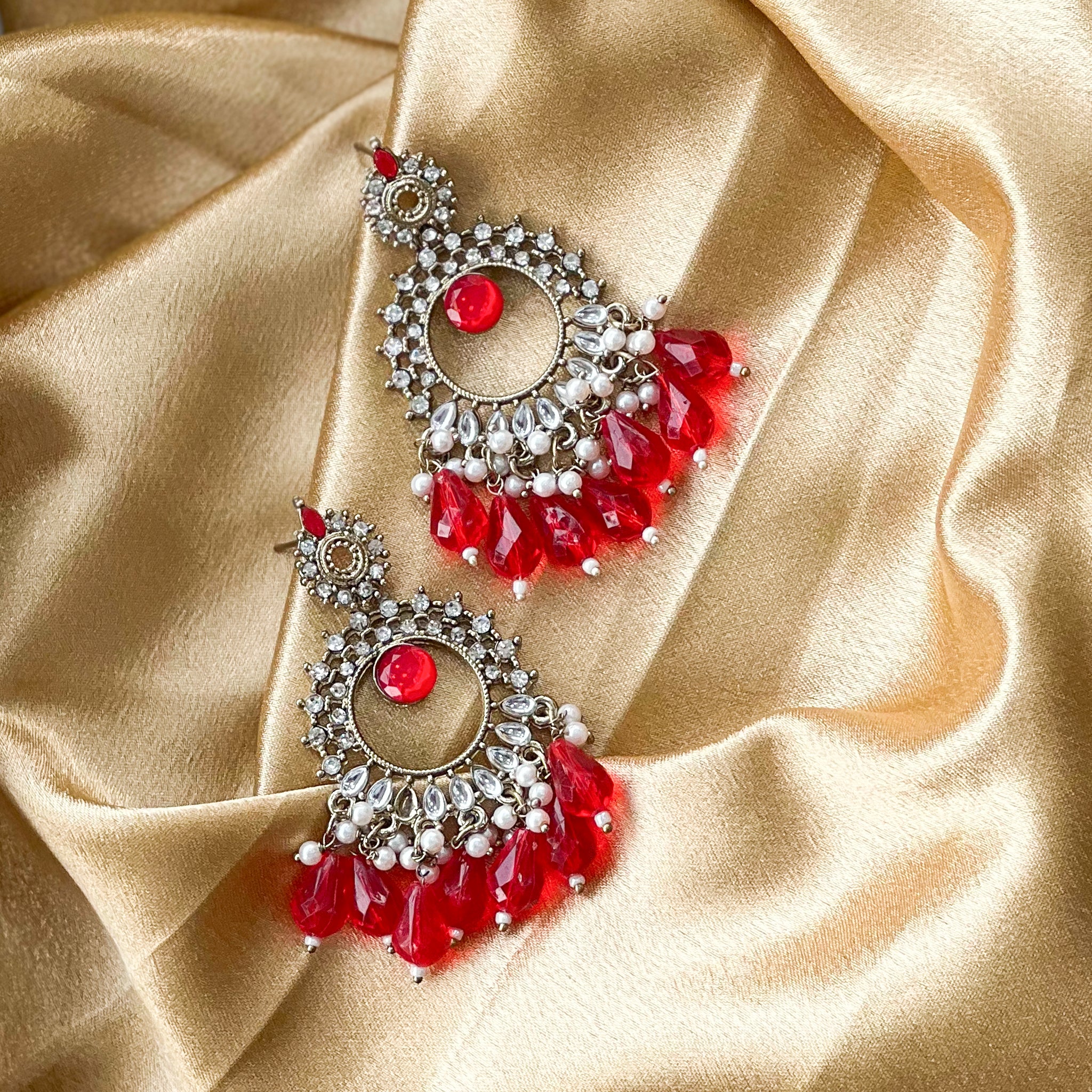 Pearl Studded Dangler Earrings