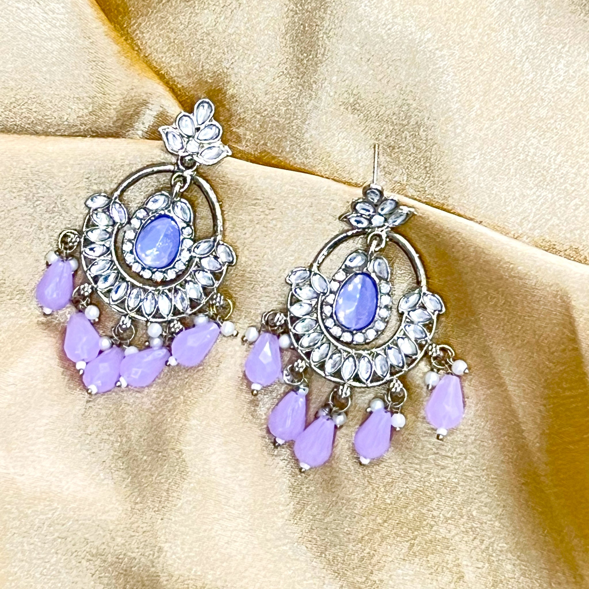Chandbali Earrings With Bead Drops