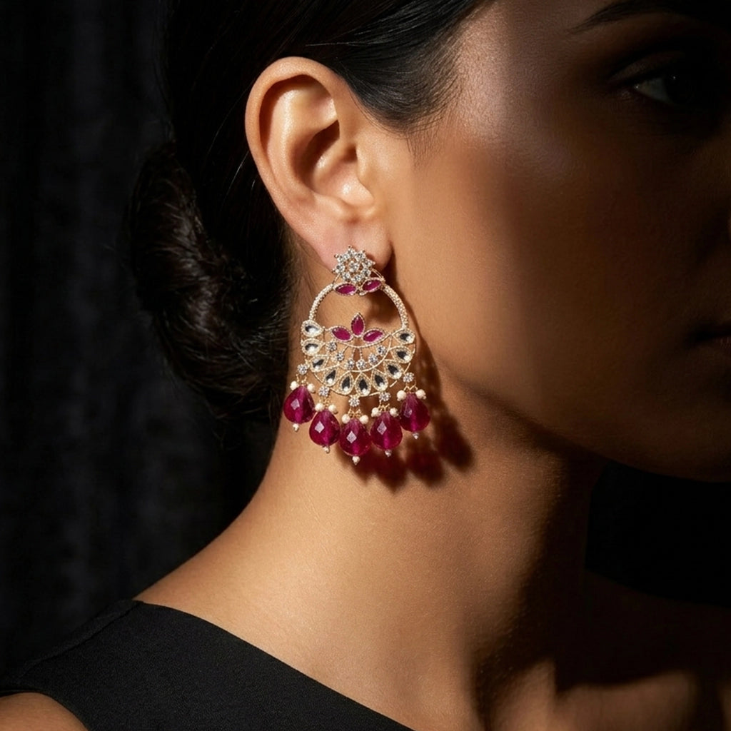 Silver Tone Chandbali Earrings