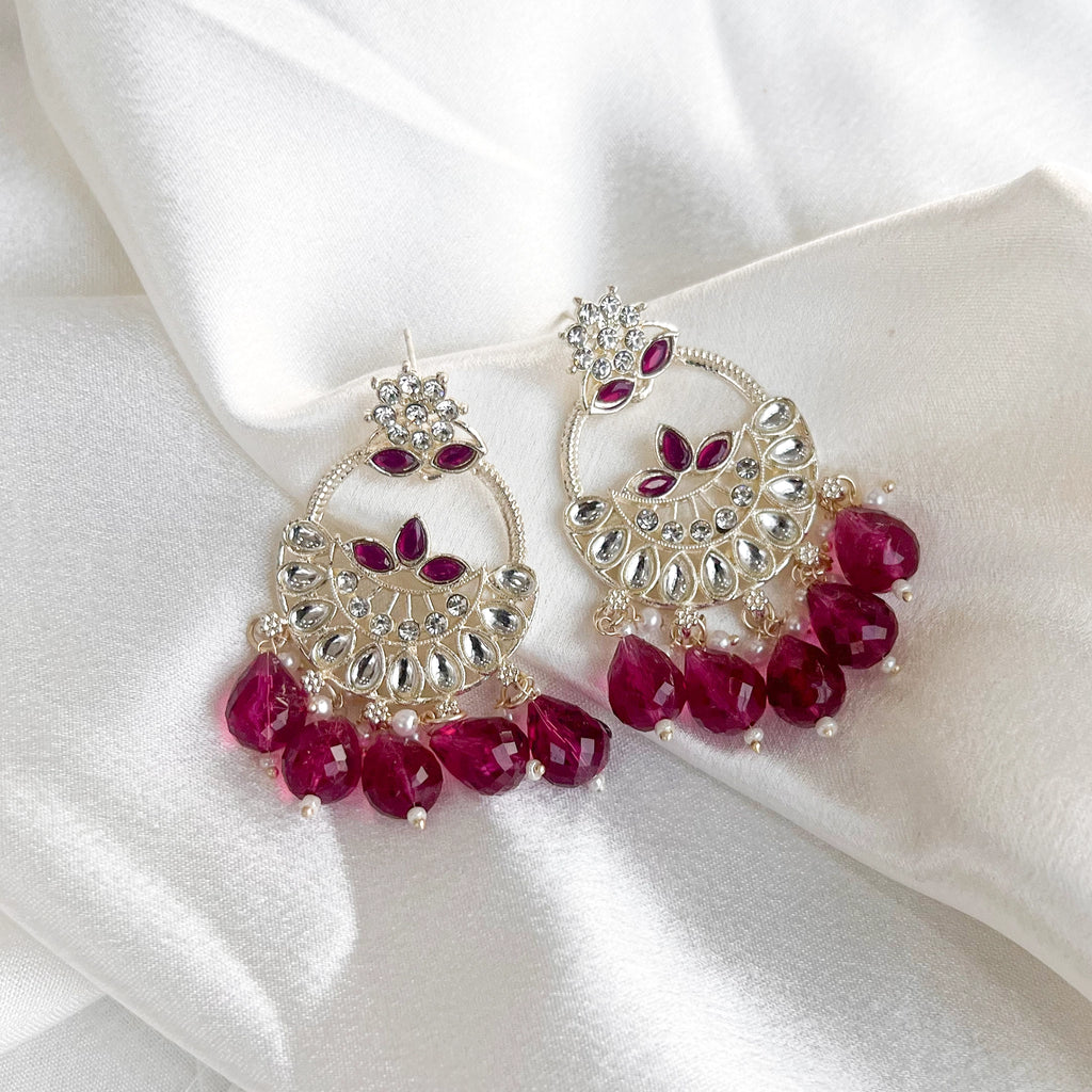 Silver Tone Chandbali Earrings