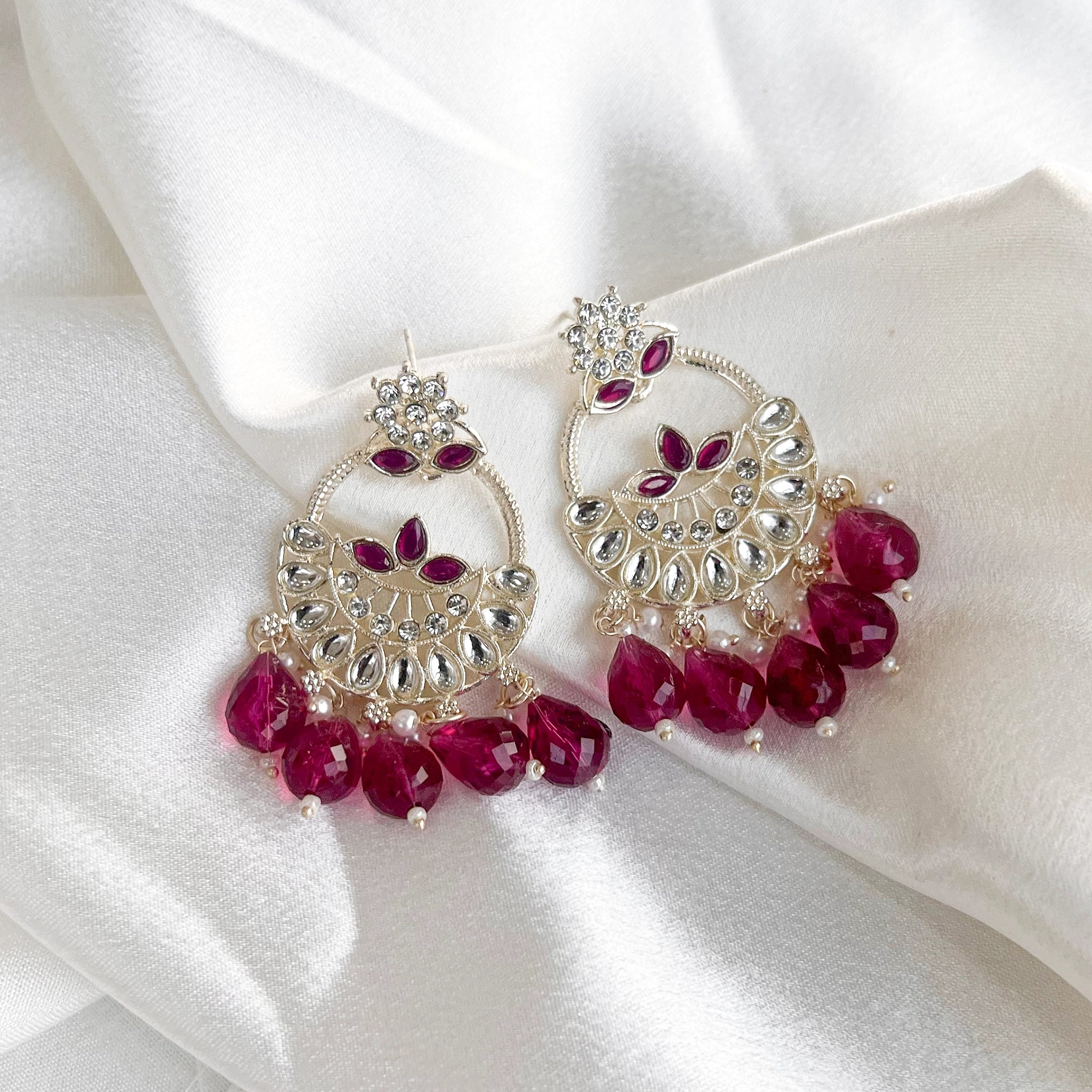 Silver Tone Chandbali Earrings