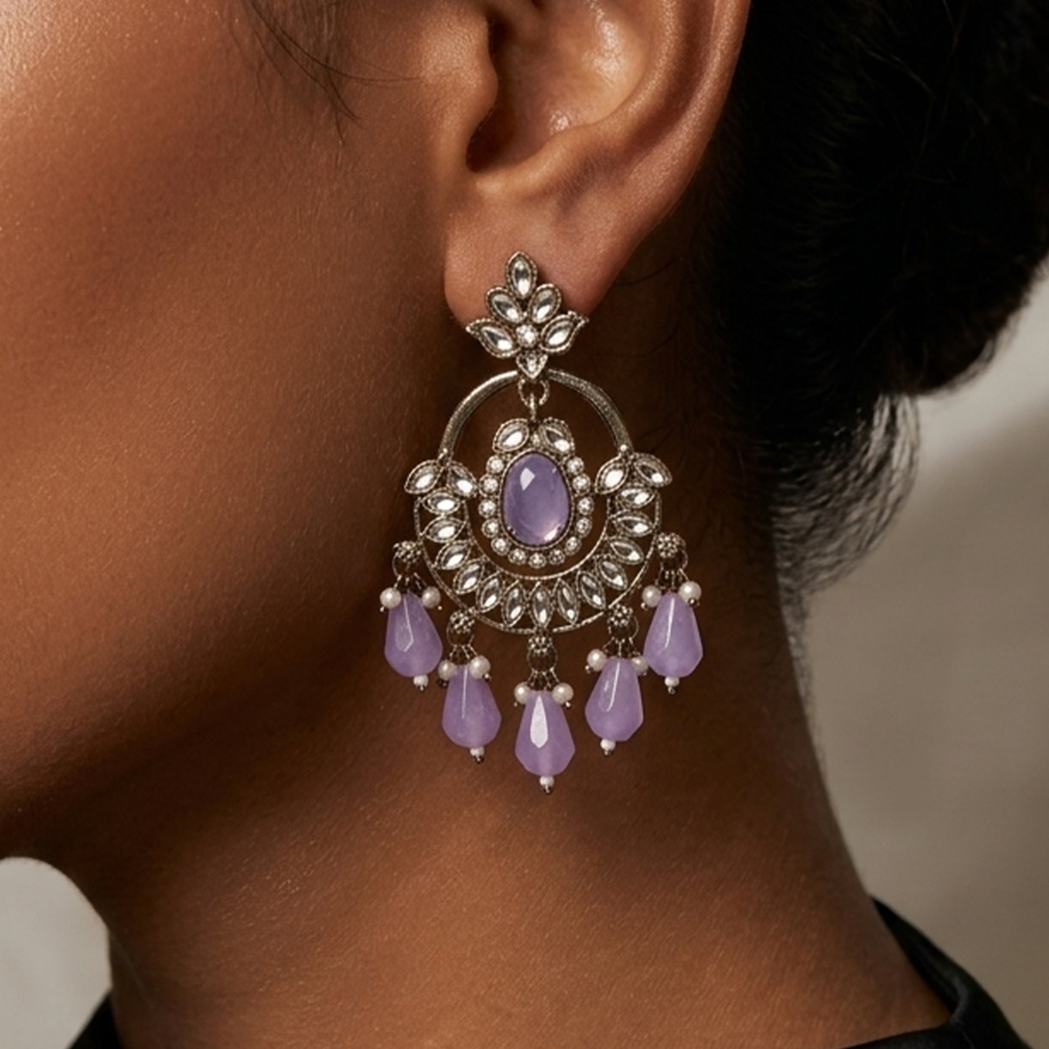 Chandbali Style Pearl Earrings