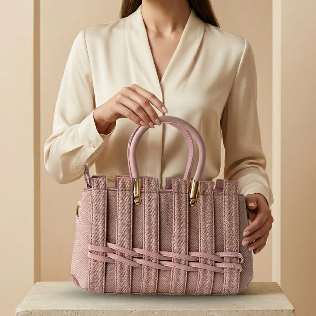 The Dusty Rose Lattice Handbag