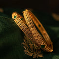 Antique Gold Filigree Emerald Bangles