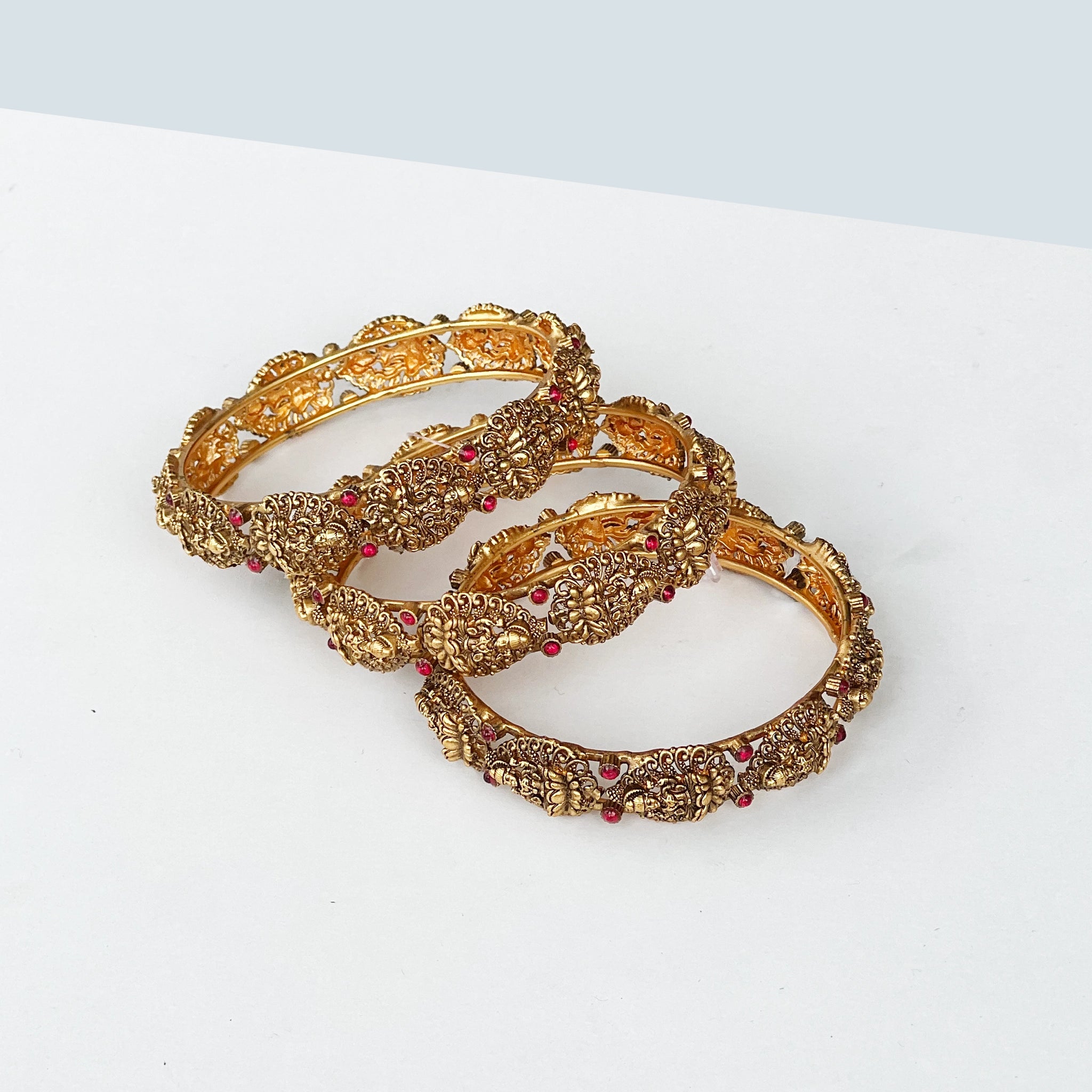 Antique Floral Nakshi Temple Bangles