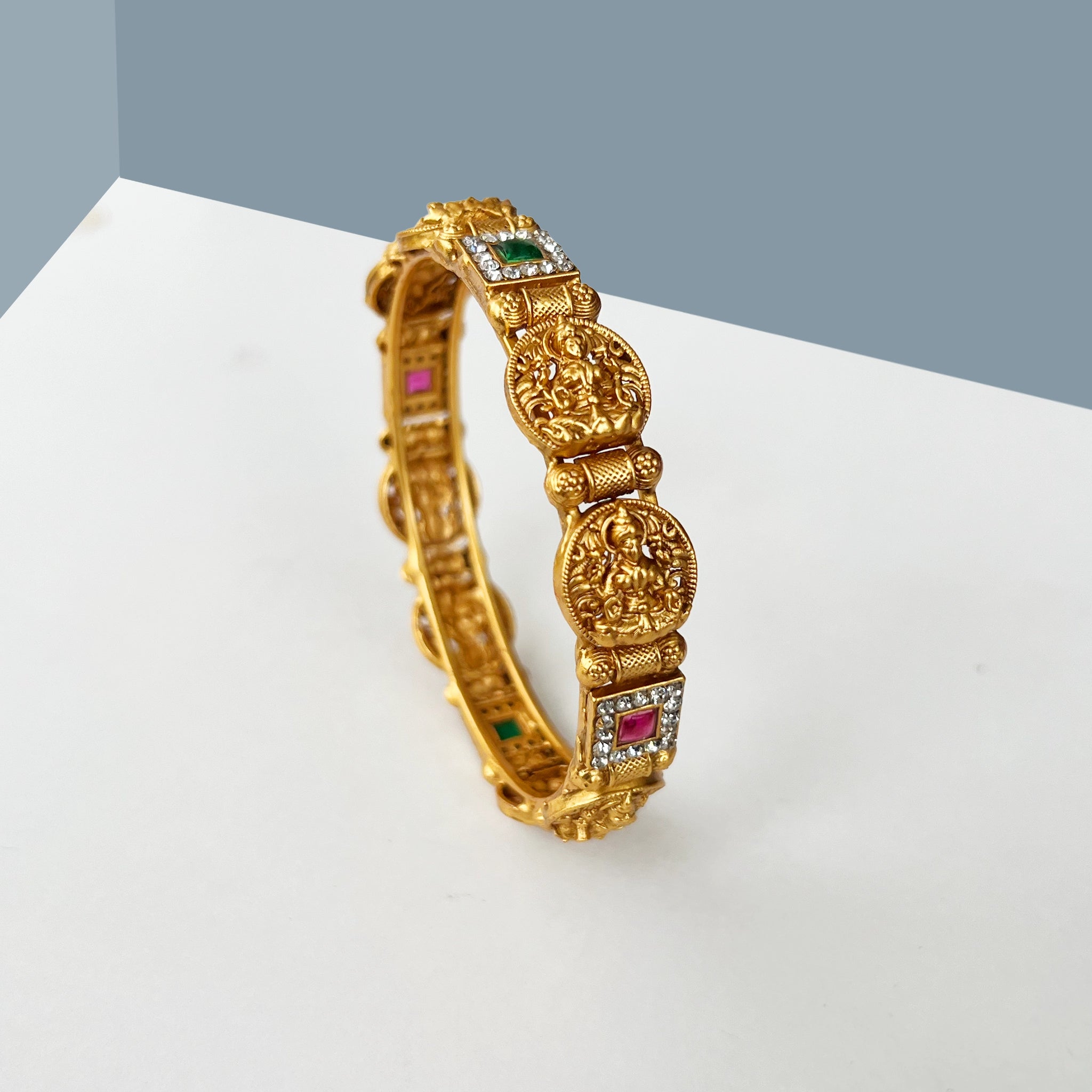 Antique Lakshmi Stone Studded Temple Bangles