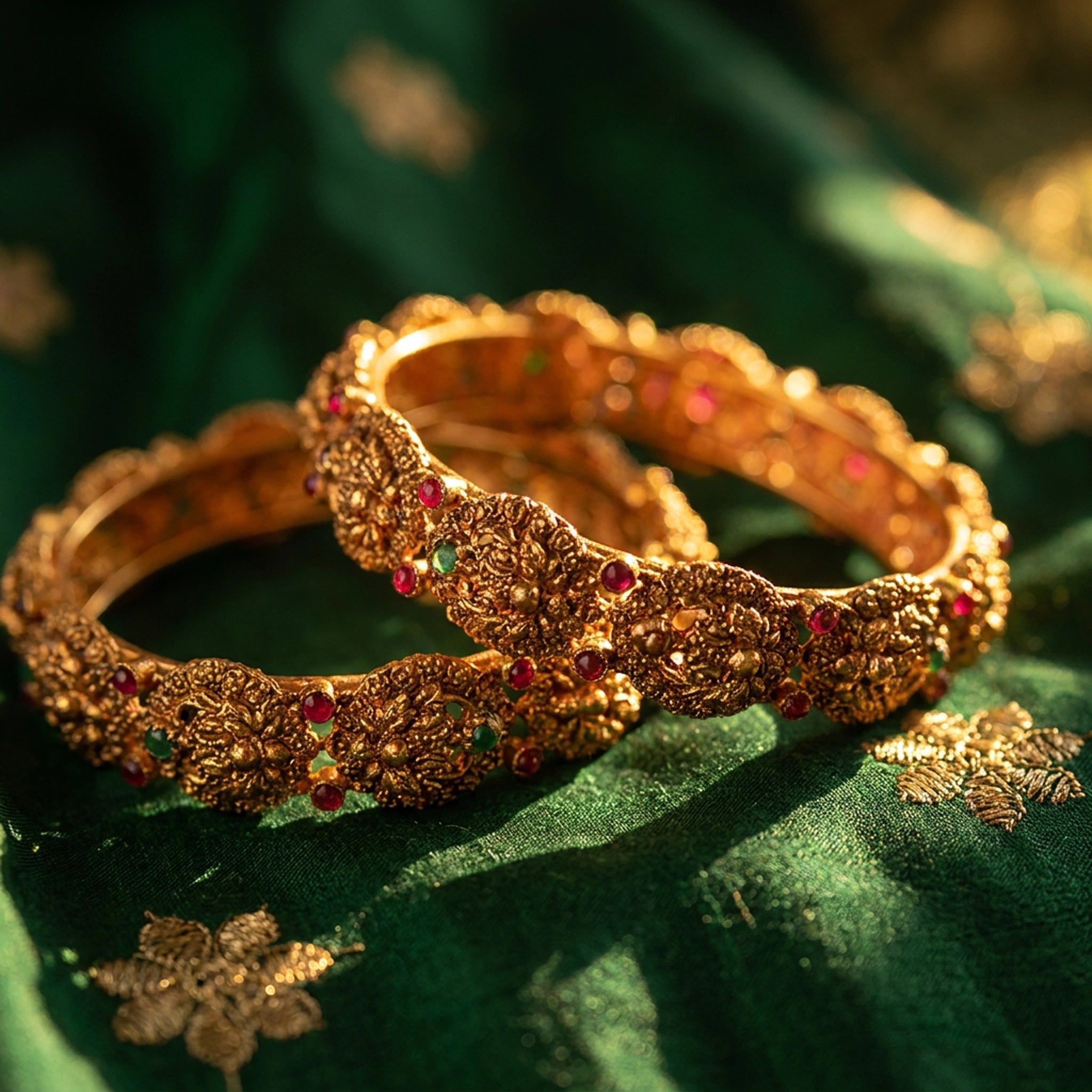 Antique Floral Nakshi Temple Bangles
