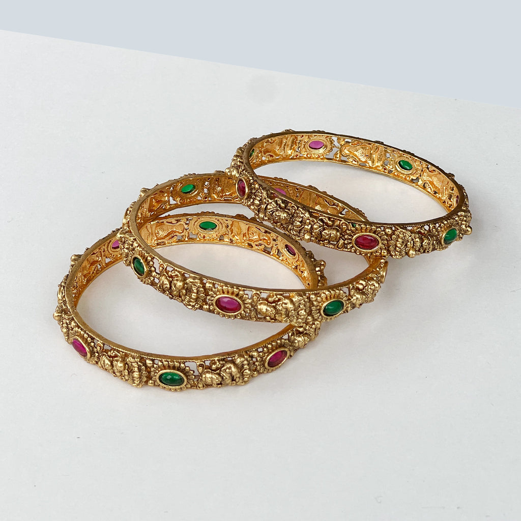 Antique Lakshmi Kemp Stone Temple Bangles