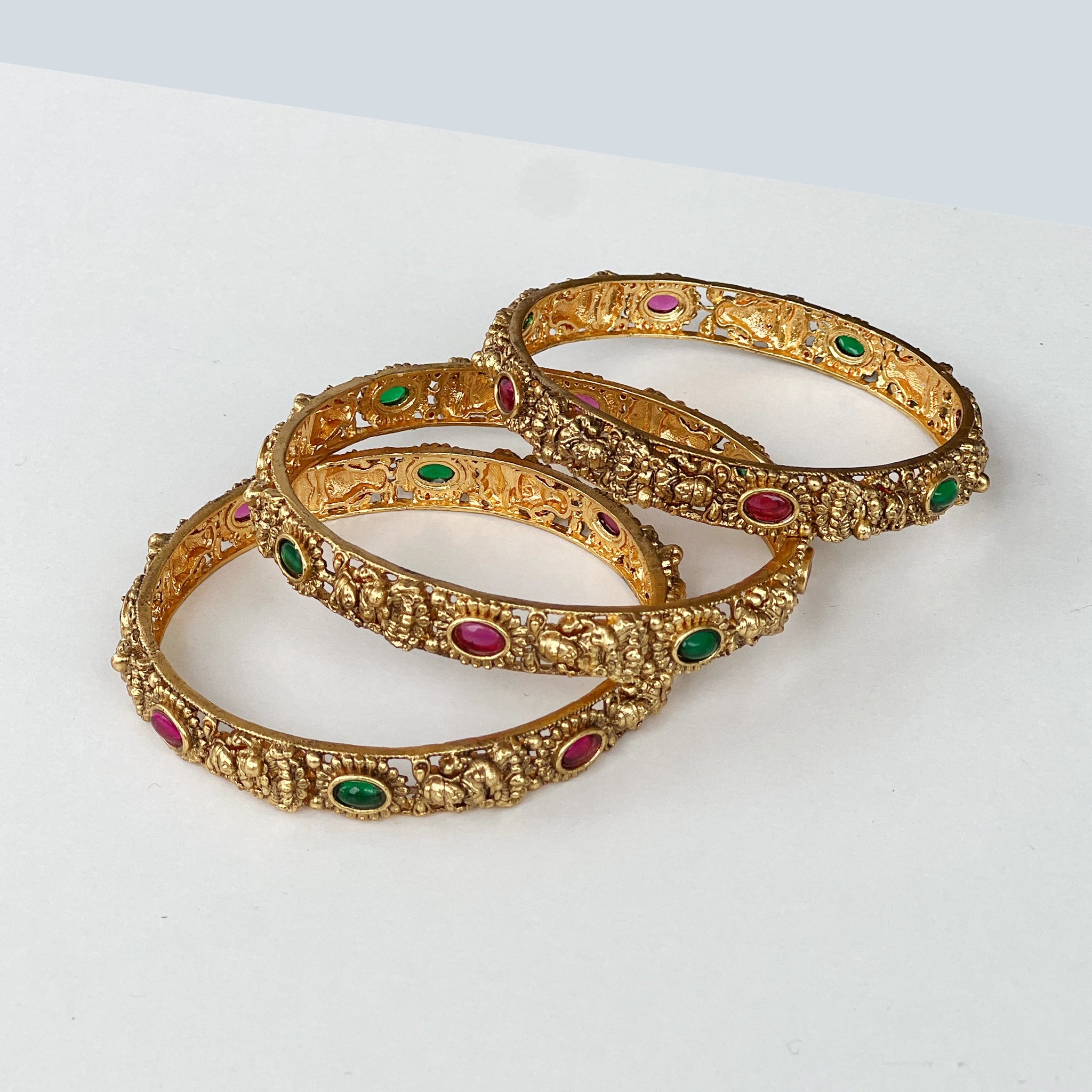 Antique Lakshmi Kemp Stone Temple Bangles