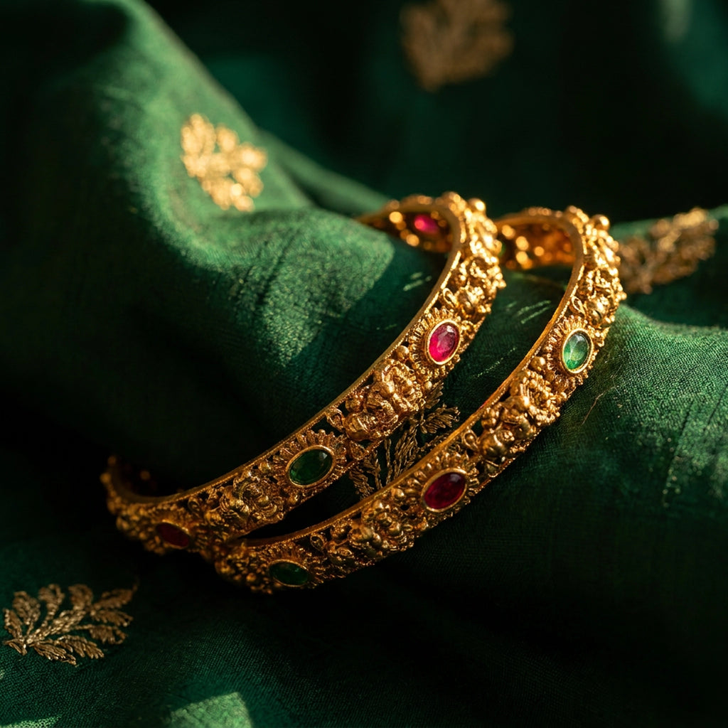 Antique Lakshmi Kemp Stone Temple Bangles