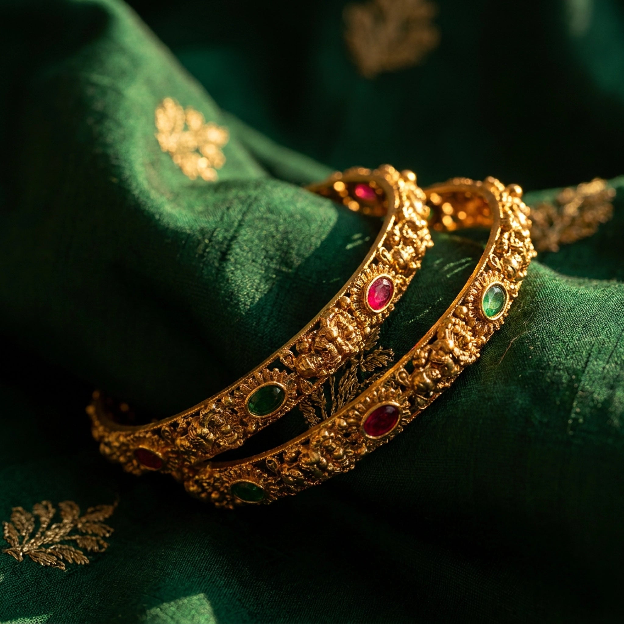 Antique Lakshmi Kemp Stone Temple Bangles