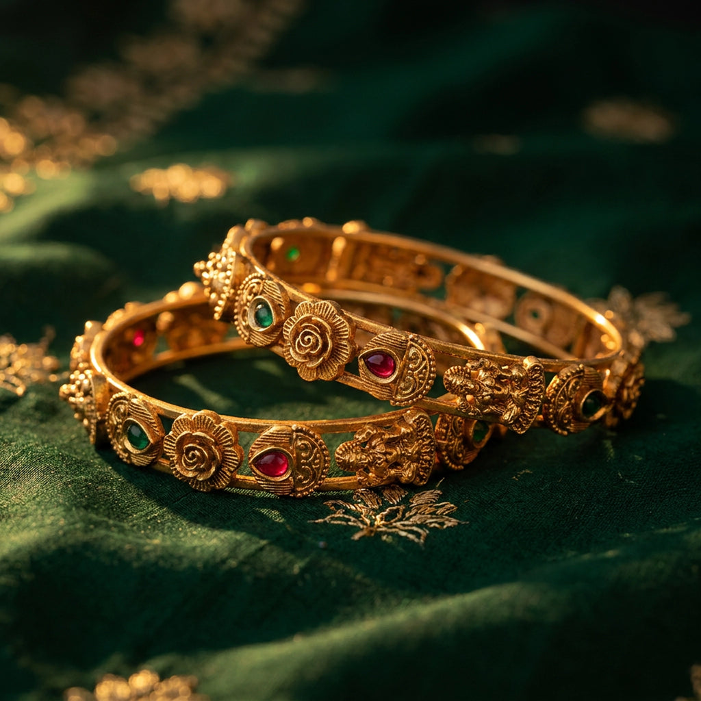 Antique Lakshmi Rose Temple Bangles