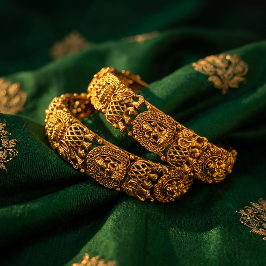 Antique Lakshmi Elephant Temple Bangles