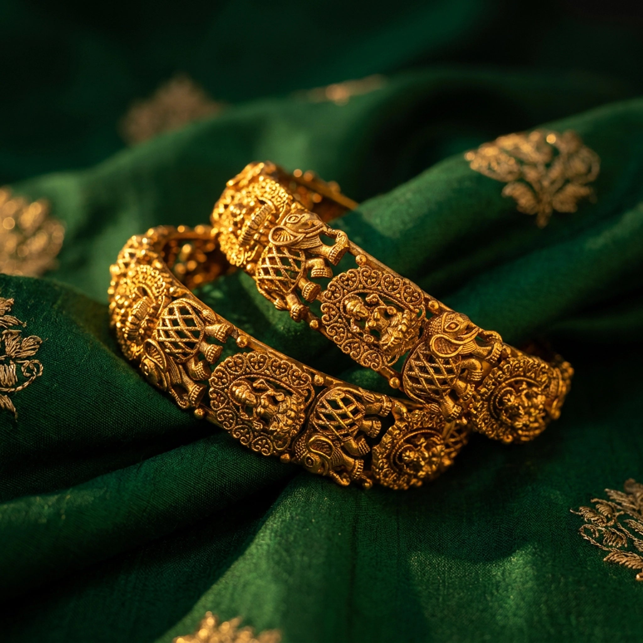Antique Lakshmi Elephant Temple Bangles