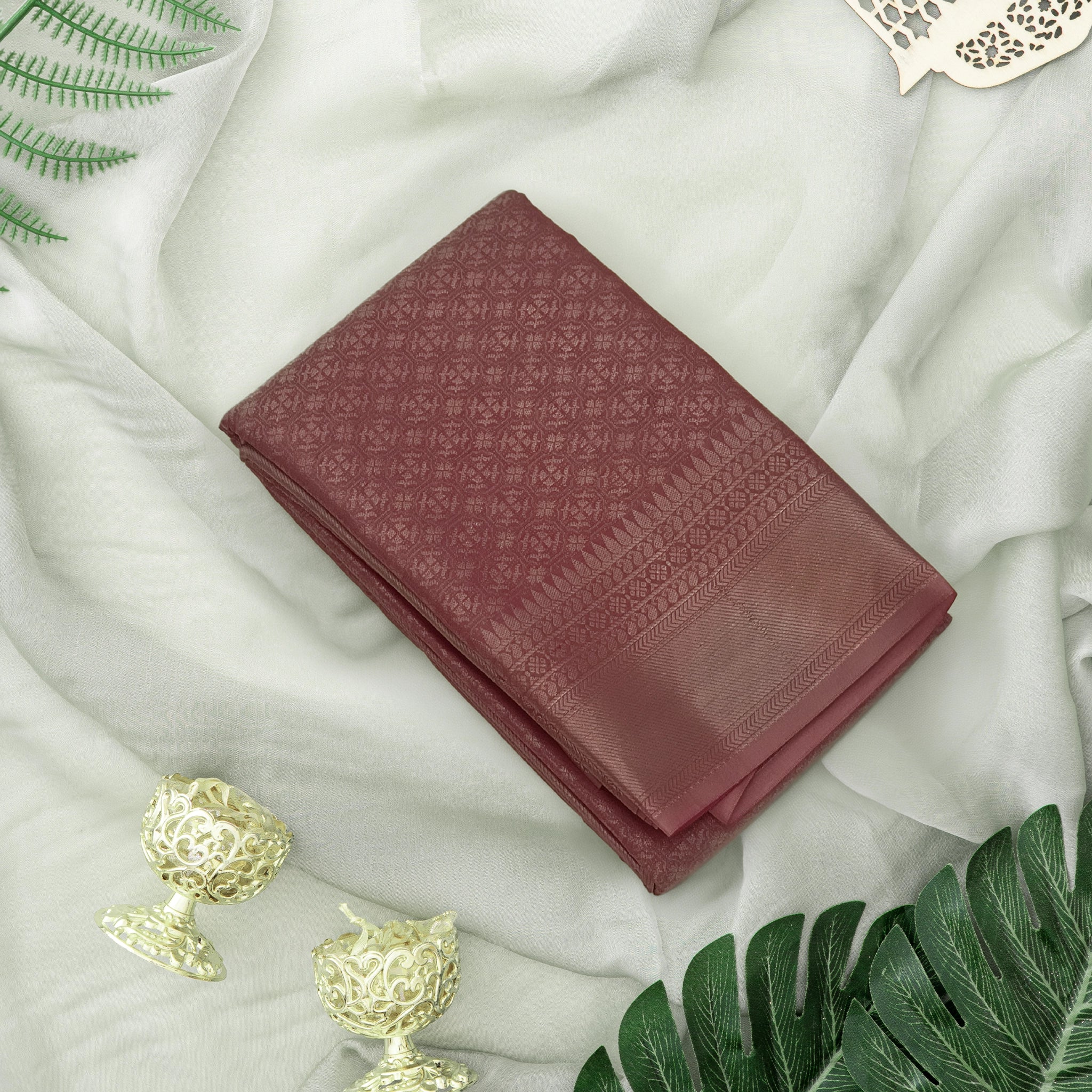 Elegant Deep Maroon Soft Silk Saree